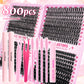 Bottom lash cluster tray beside the top lash trays in the DIY lash kit