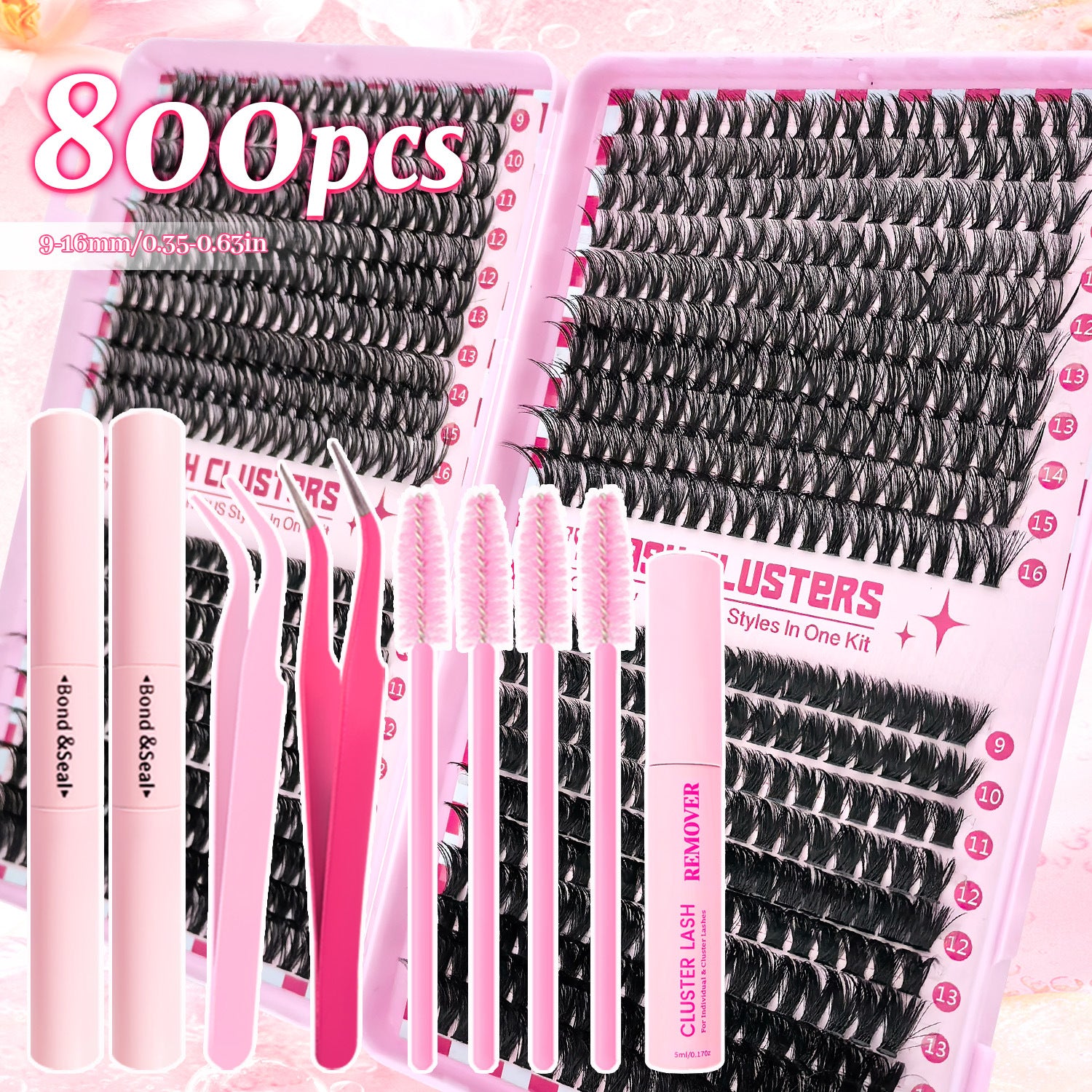 Bottom lash cluster tray beside the top lash trays in the DIY lash kit