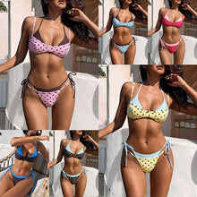 Womens Polka Dot Triangle Tie Side Bikini Set