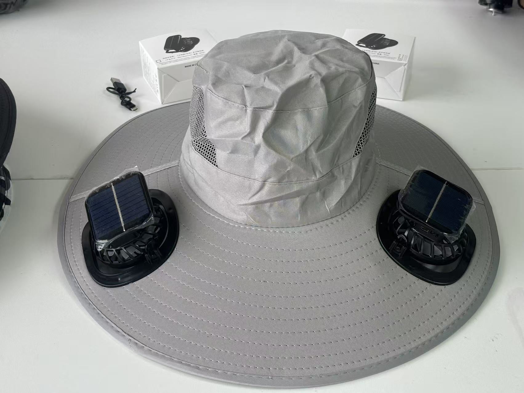 Solar Usb Fan Hat with Dual | back view