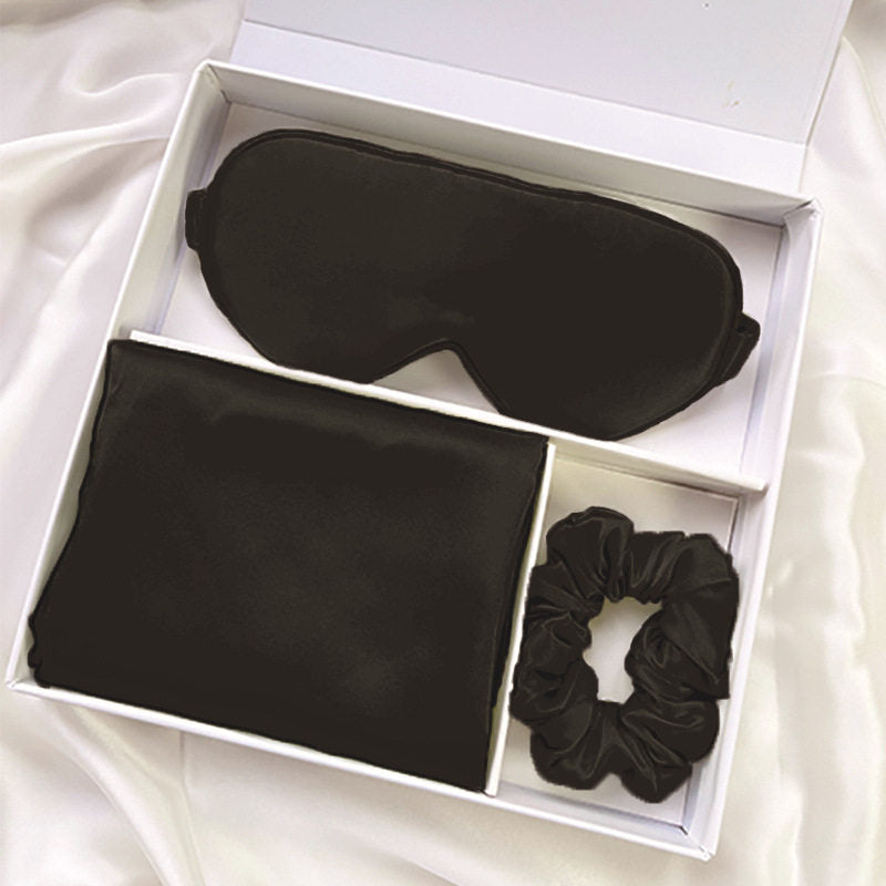 Mulberry silk gift set shown folded with its lidded gift box