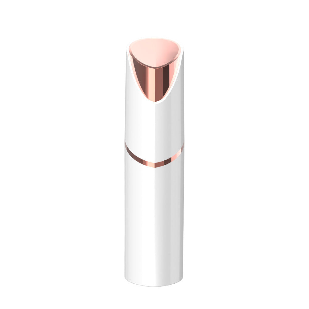 White foil facial hair remover capped and upright on a plain white background