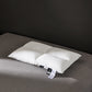 Close up of the smooth white poly cotton shell of the microfiber pillow