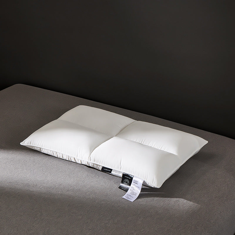 Close up of the smooth white poly cotton shell of the microfiber pillow
