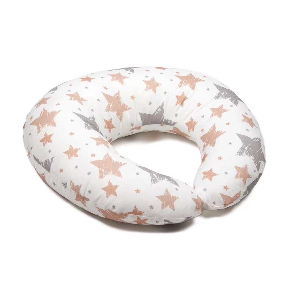 U-shaped nursing pillow with pink and gray star print cover, option Stars Pillowcase