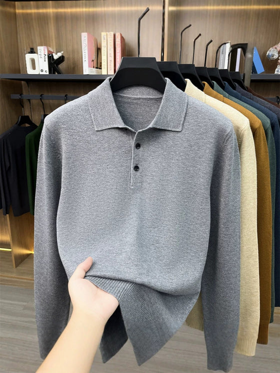 Collared Long Sleeve Knit Shirt