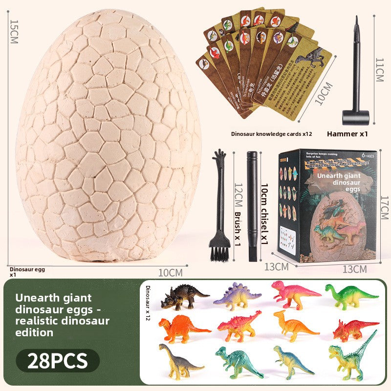 Dinosaur excavation kit with knowledge cards and small digging tools