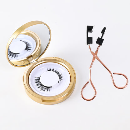 Magnetic false eyelashes with clip set, front view showing the lash band and applicator clip
