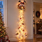 Illustrated Christmas wall display with Santa climbing into a chimney above a trail of lights, Chimney option