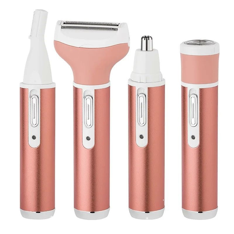 White grooming kit handle and foil shaver head with rose gold trim on white