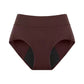 Lava deep brown high-waist menstrual brief front view with mesh side panels on plain background