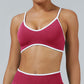 Contrast Trim Seamless Four-Piece Yoga Set for Women, Bra Tank Shorts and Leggings