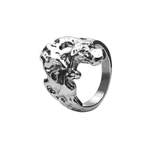 Unisex Stainless Steel Molten Texture Statement Ring