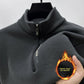 Gray waffle knit half zip sweater with stand collar and fleece lining, size XL option