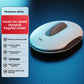 White oval pelvic floor trainer pad angled to show its recessed silicone center