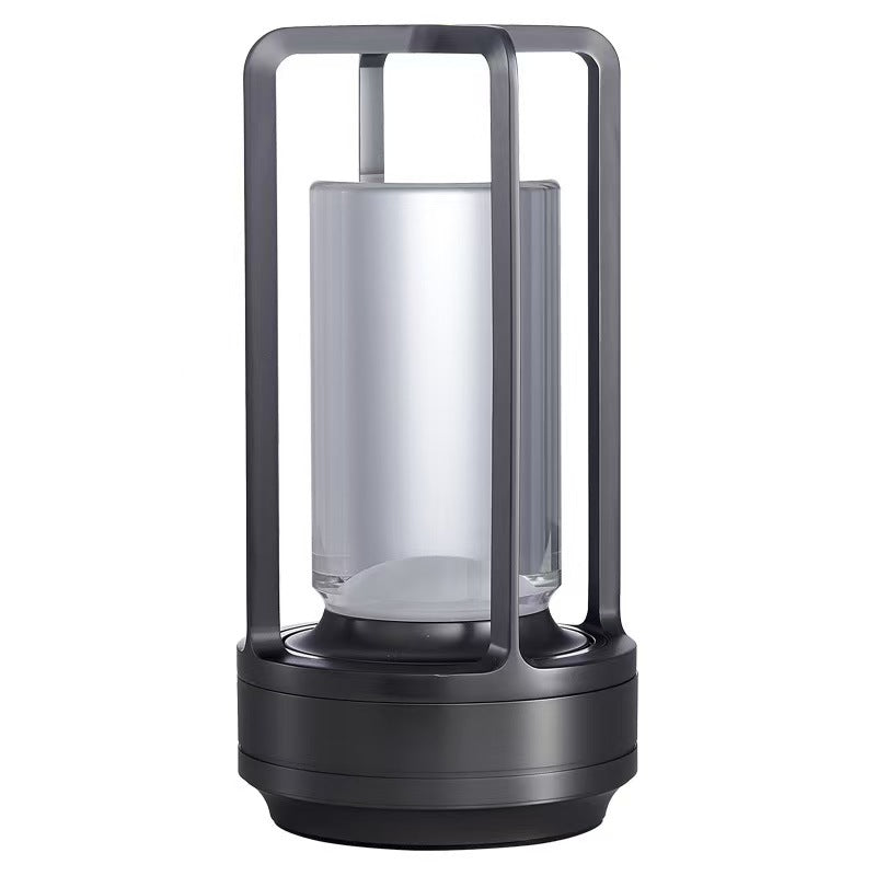 Gold finish table lamp 9 cm wide and 18 cm tall with USB cable