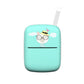 Mint green thermal printer with a cat in a sun hat illustration and a paper strip at the top, A8 option