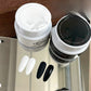 Black and white nail lacquer swatches side by side