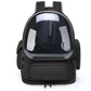 Black transparent dome pet carrier backpack with a front pocket and side holes on white, Black option