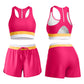 Pull on swim shorts with a drawstring waist, contrast color block band and two side pockets