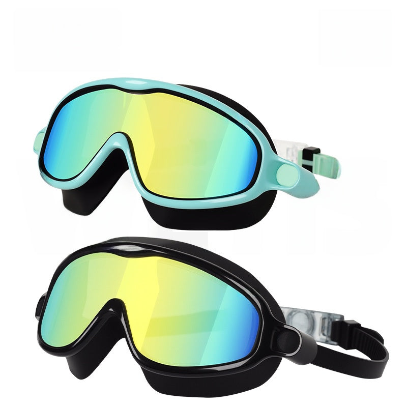 Children's large frame swimming goggles with adjustable strap