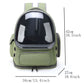 Khaki bubble pet carrier backpack shown from the back with reflective strap trim