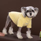 Ribbed collar and cuffs of the plush fleece dog sweater in a solid color