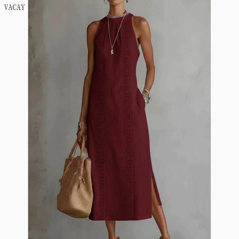 Womens Sleeveless Lace Dress for Casual Day, Trip, Relaxed Outing with Easy Styling | macro material texture detail
