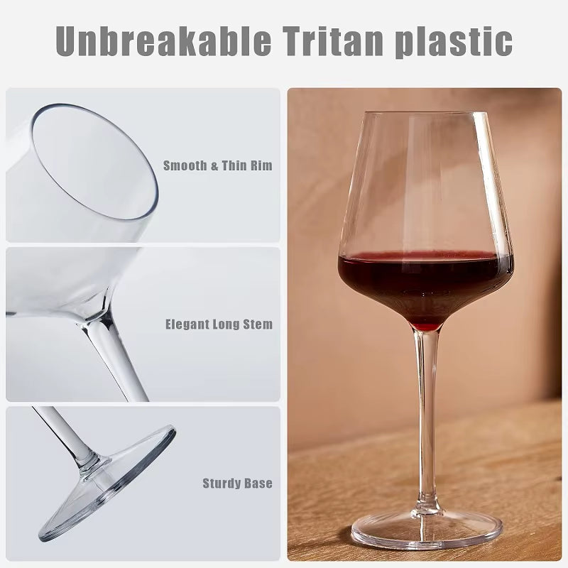 2/4/6PCS Set Unbreakable Plastic Wine Glass High Quality Goblet Transparent Tritan Plastic Wine Juice Drink Cup Party