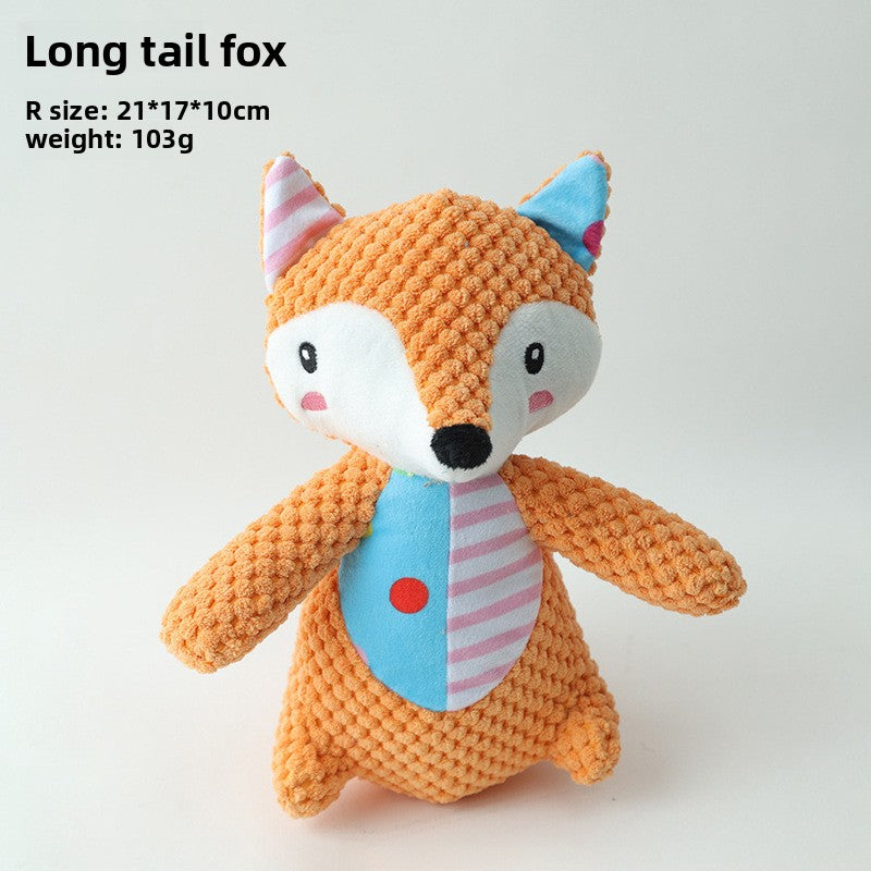 Textured plush pet toy with a built in squeaker, shown on a white studio background