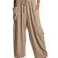 Elastic Waist Pleated Straight Leg Pants