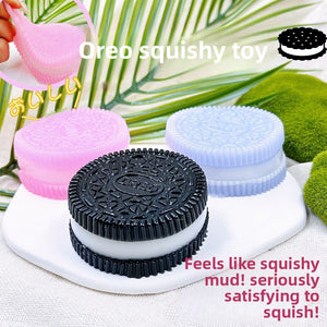 Soft squeeze cookie fidget toys in several colors arranged on a surface