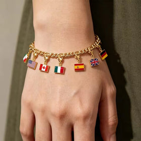 Stainless Steel National Flag Pendant Bracelet