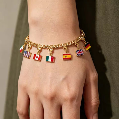 Stainless Steel National Flag Pendant Bracelet