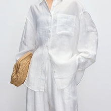 Women's Relaxed Fit Long Sleeve Linen Shirt