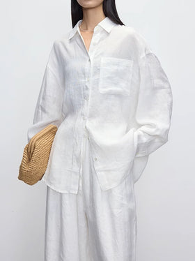 Women's Relaxed Fit Long Sleeve Linen Shirt