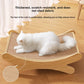 Cat lying on the woven sisal scratching surface of a curved wooden cat lounger