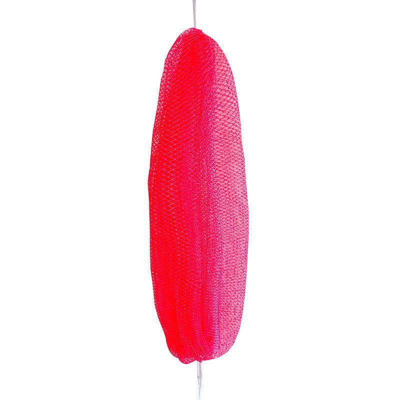 Exfoliating mesh back scrubber strip in a bright color