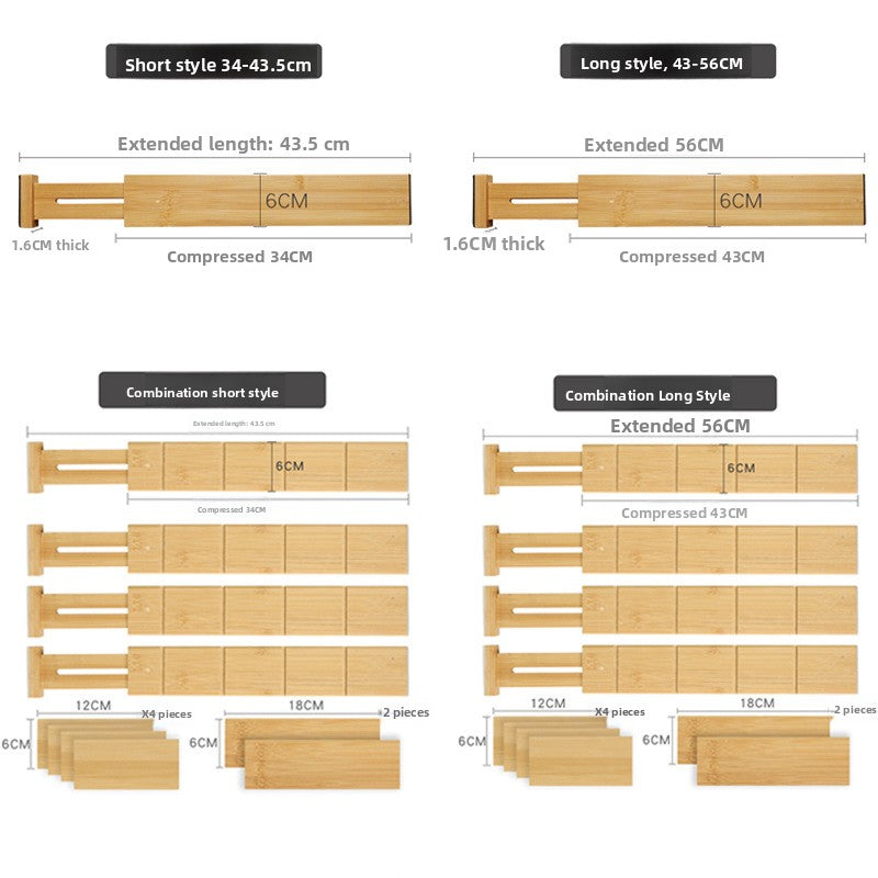 Retractable Bamboo Drawer Dividers Organizer