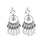 Boho vintage clip-on drop earrings with fringe and bead accents, zinc alloy build, studio image on white background