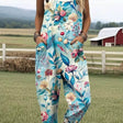 Aqua Blue Floral Print