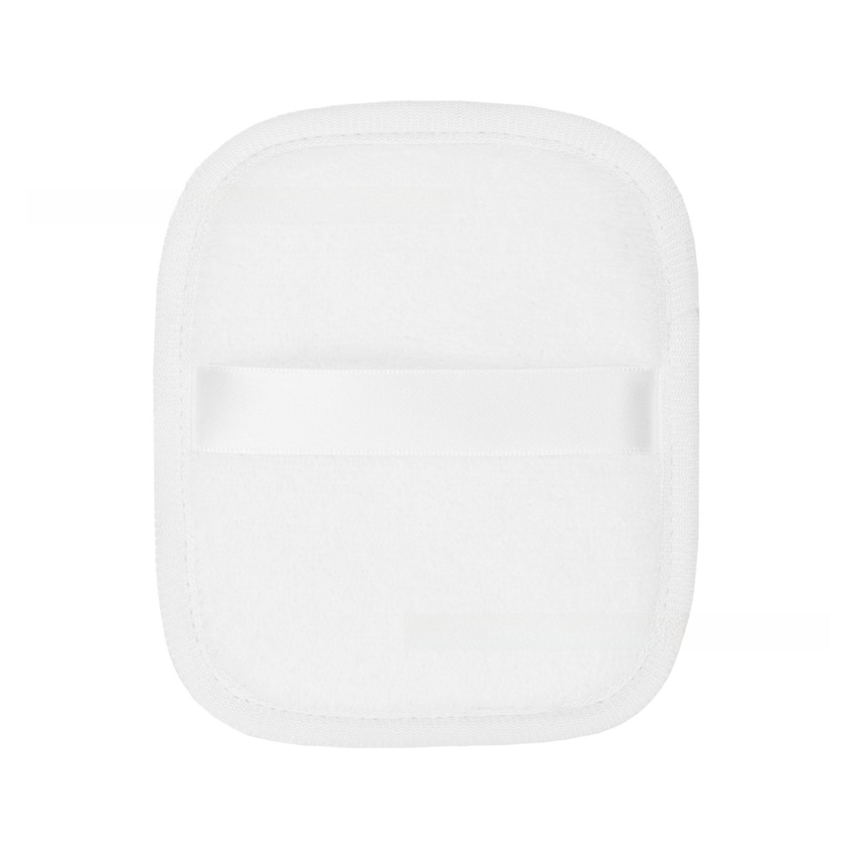 Soft plush reusable makeup remover pad with a satin back strap, single color option