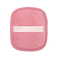 Soft plush reusable makeup remover pad with a satin back strap, single color option