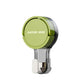 Fresh green suction cup hook with round cap and clear base on a white background