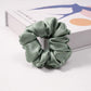 Clear sky blue satin hair scrunchie