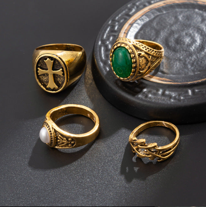 Men's Fashion Alloy Rings Set
