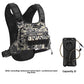 Chest pack worn over a jacket to show the adjustable strap range
