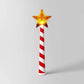 Light up star Christmas wand with red and white candy cane handle and glowing star top