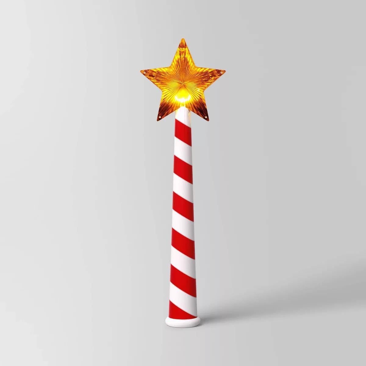 Light up star Christmas wand with red and white candy cane handle and glowing star top