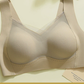 Snow white seamless wireless bra molded full cup and V mesh panel detail